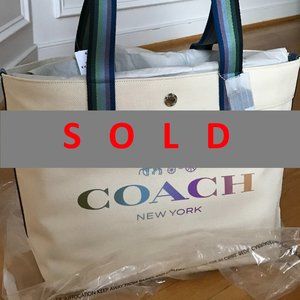 NWT Coach Rainbow Horse and Carriage Canvas Tote